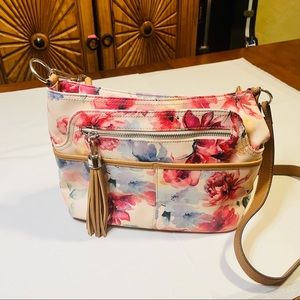 Rosetti pink blue floral cross body purse NWOT